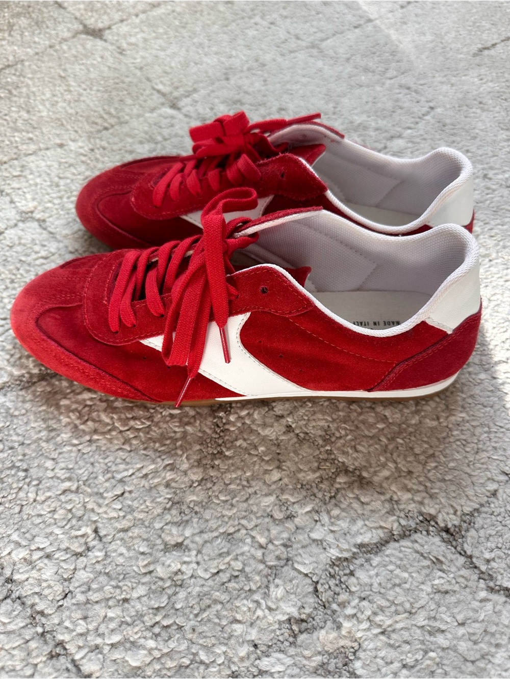 Mila Paoli Red Suede Sneakers with White Stripe - Picture 3 of 8